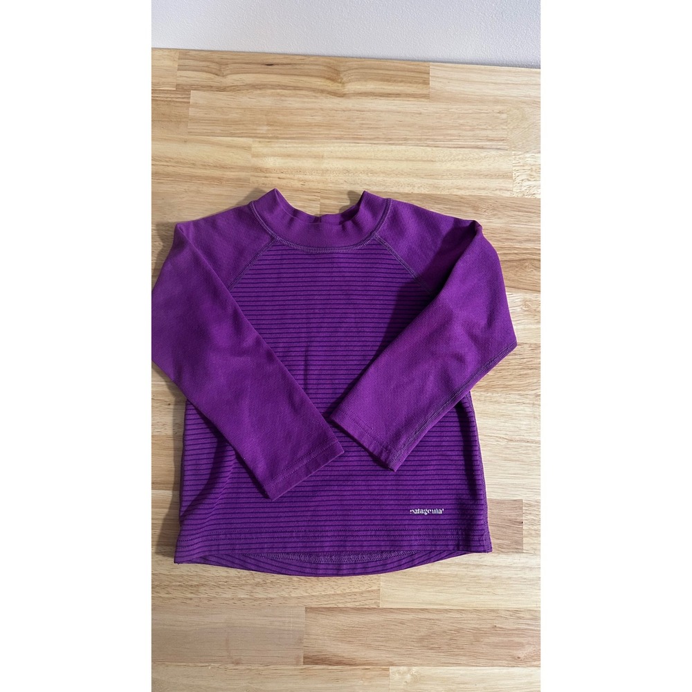 Patagonia Kids Capilene Purple Striped Base Layer Long Sleeve Shirt 2T